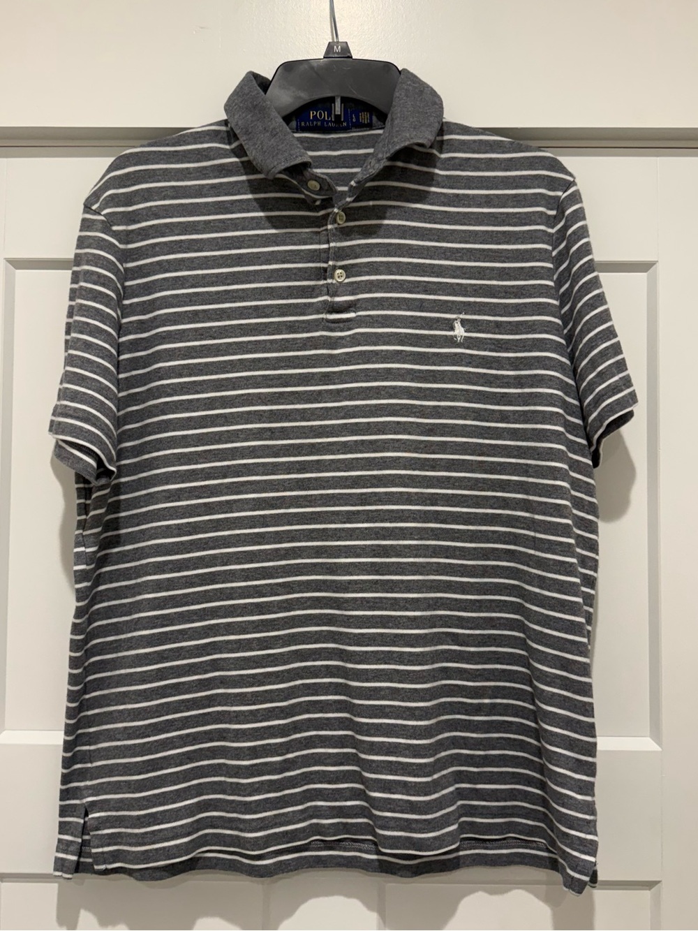 Polo Ralph Lauren Gray Stripped Polo Shirt Size Large